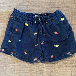 Toddler Navy Blue Shorts with Fruit Print